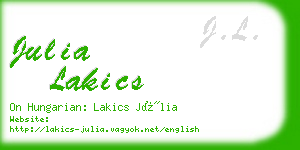 julia lakics business card